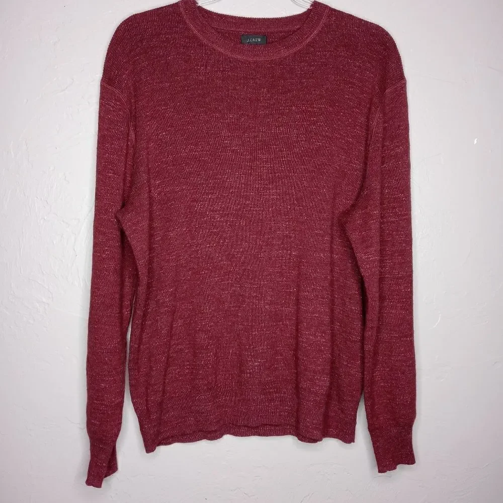 J. Crew Men's Cotton Crew Neck Red Re-Imagined Sweater